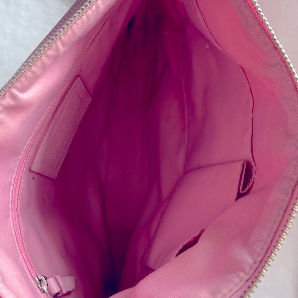 Coach F13674 signature monogram canvas shoulder crossbody bag, pink & tan 🩷🤎 - Picture 8 of 13